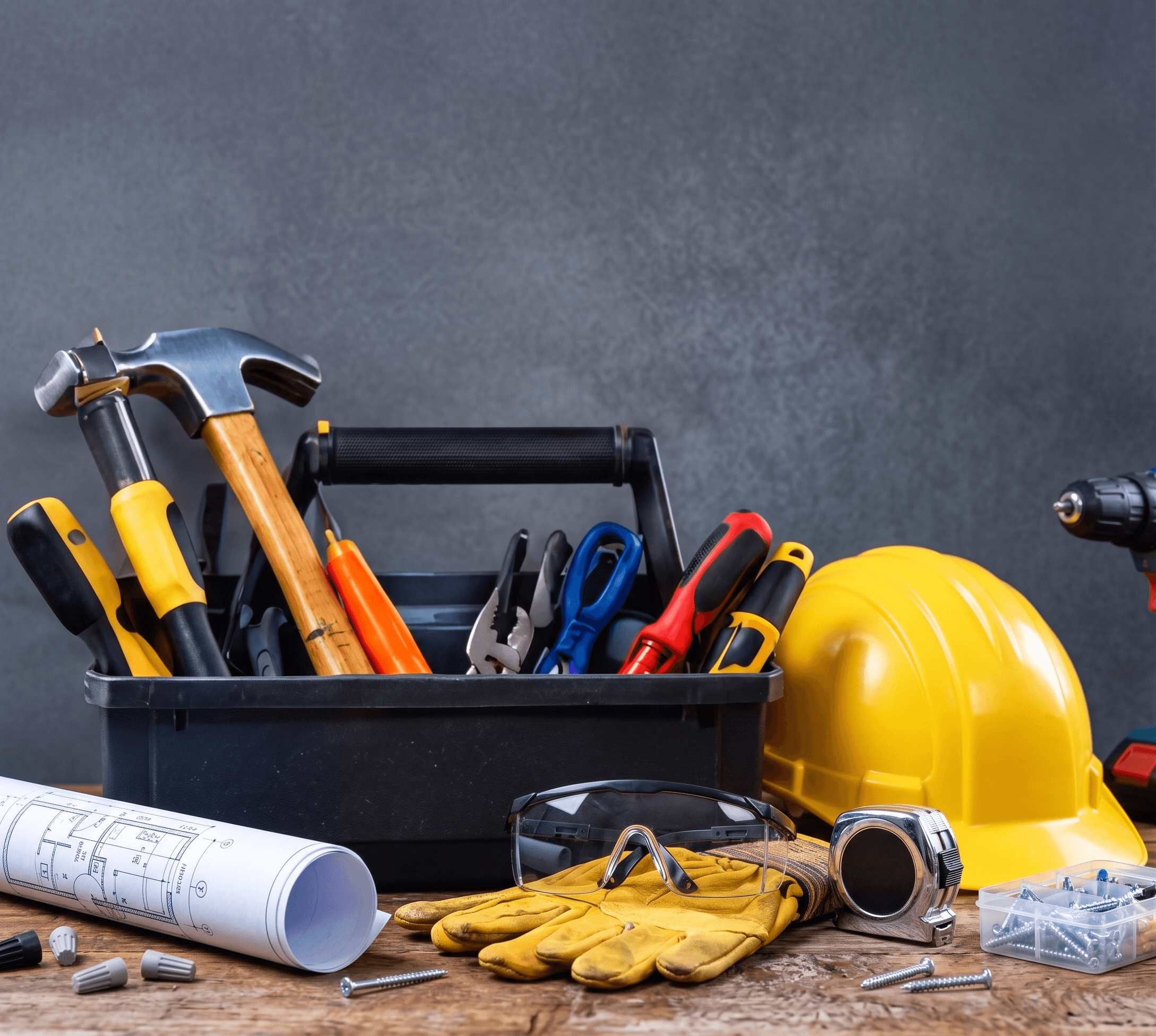 Tools laid out for general handyman work